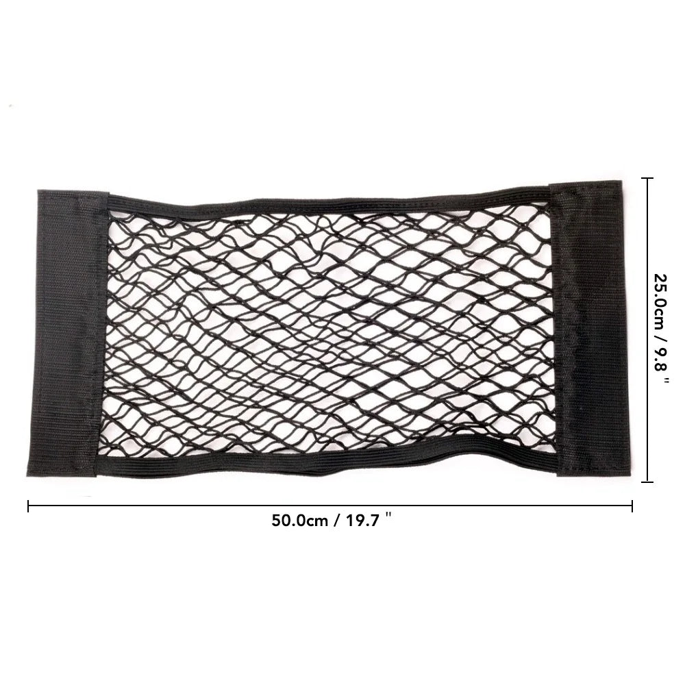 Car Back Rear Mesh Trunk Seat Elastic String Net Magic Sticker Universal Storage Bag Pocket Cage Auto Organizer Seat Back Bag - VibraStore