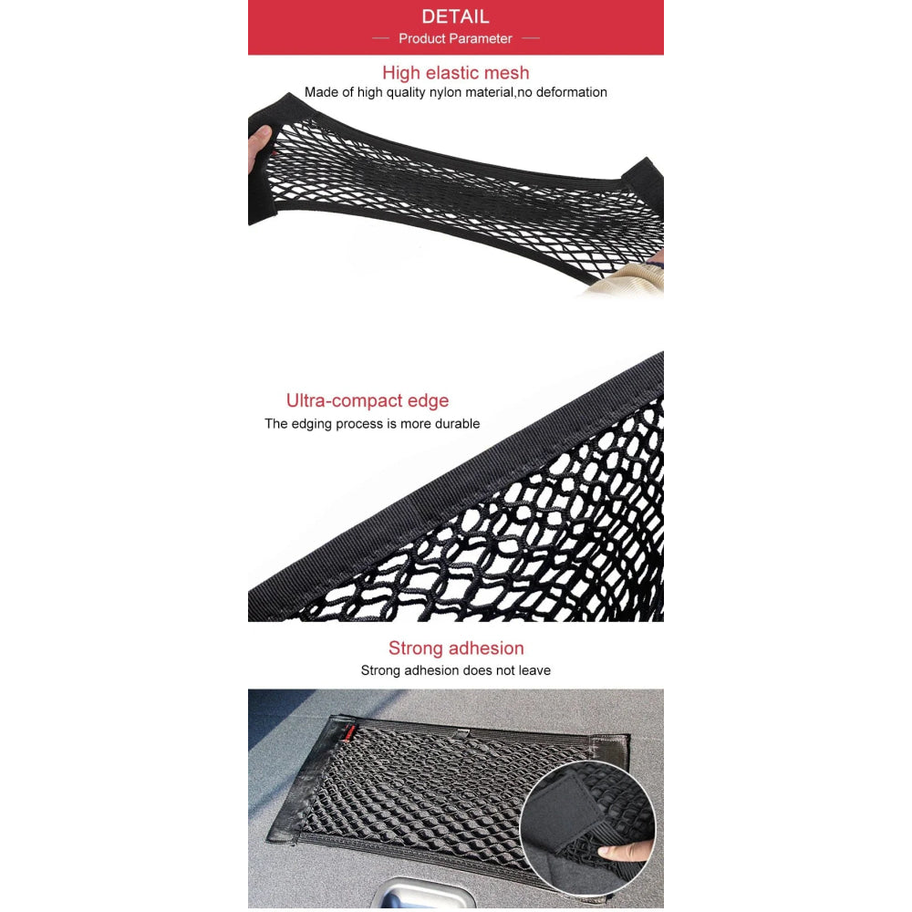 Car Back Rear Mesh Trunk Seat Elastic String Net Magic Sticker Universal Storage Bag Pocket Cage Auto Organizer Seat Back Bag - VibraStore