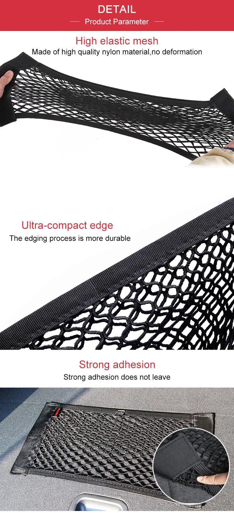 Car Back Rear Mesh Trunk Seat Elastic String Net Magic Sticker Universal Storage Bag Pocket Cage Auto Organizer Seat Back Bag - VibraStore