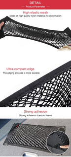 Car Back Rear Mesh Trunk Seat Elastic String Net Magic Sticker Universal Storage Bag Pocket Cage Auto Organizer Seat Back Bag - VibraStore