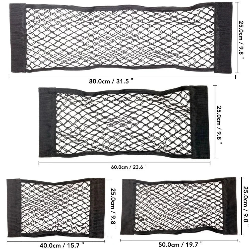 Car Back Rear Mesh Trunk Seat Elastic String Net Magic Sticker Universal Storage Bag Pocket Cage Auto Organizer Seat Back Bag - VibraStore