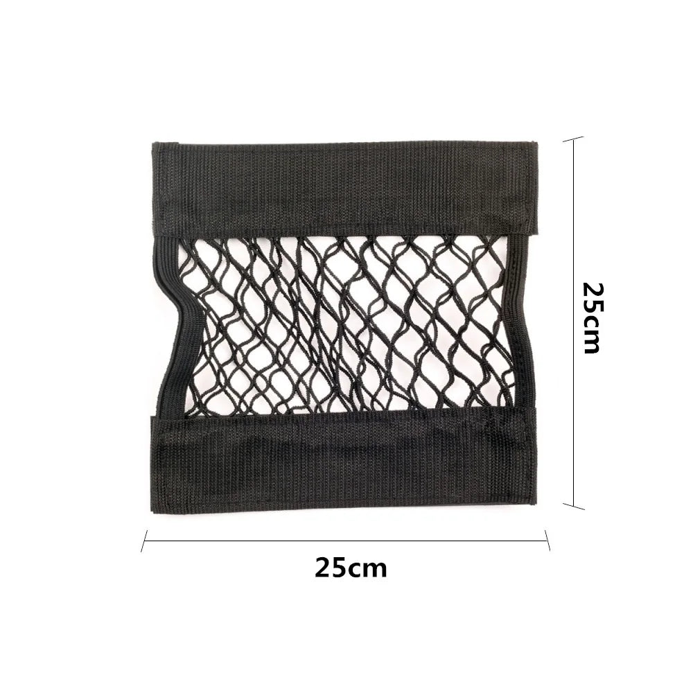 Car Back Rear Mesh Trunk Seat Elastic String Net Magic Sticker Universal Storage Bag Pocket Cage Auto Organizer Seat Back Bag - VibraStore