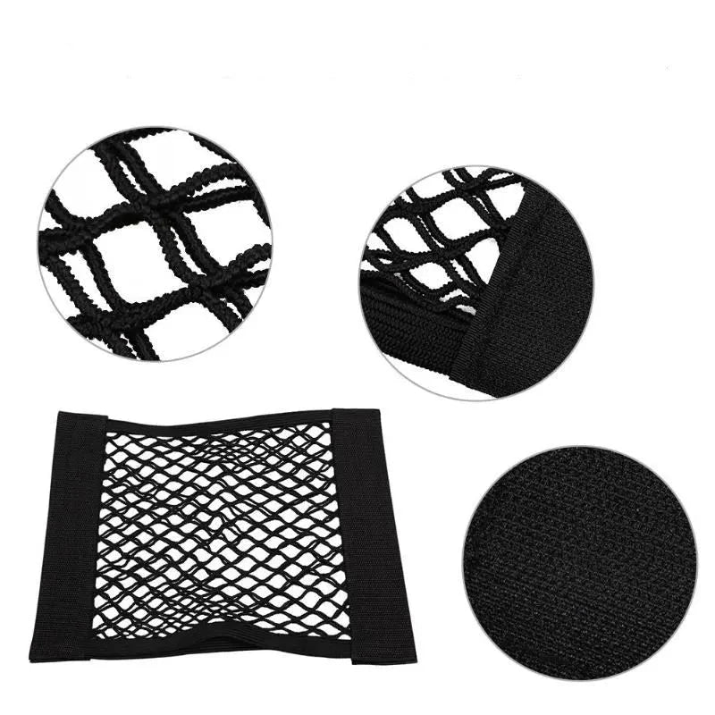 Car Back Rear Mesh Trunk Seat Elastic String Net Magic Sticker Universal Storage Bag Pocket Cage Auto Organizer Seat Back Bag - VibraStore