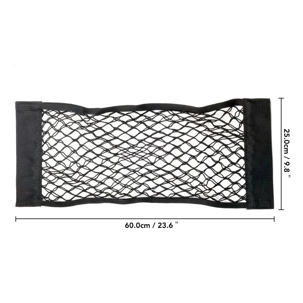 Car Back Rear Mesh Trunk Seat Elastic String Net Magic Sticker Universal Storage Bag Pocket Cage Auto Organizer Seat Back Bag - VibraStore