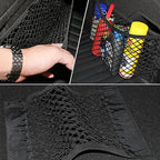 Car Back Rear Mesh Trunk Seat Elastic String Net Magic Sticker Universal Storage Bag Pocket Cage Auto Organizer Seat Back Bag - VibraStore