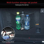Car Back Rear Mesh Trunk Seat Elastic String Net Magic Sticker Universal Storage Bag Pocket Cage Auto Organizer Seat Back Bag - VibraStore