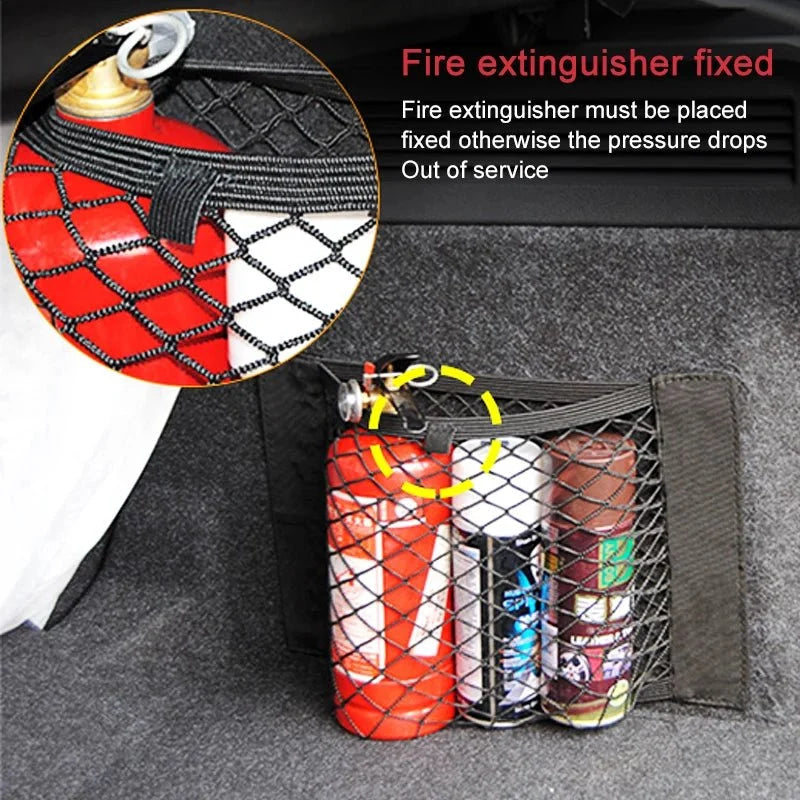 Car Back Rear Mesh Trunk Seat Elastic String Net Magic Sticker Universal Storage Bag Pocket Cage Auto Organizer Seat Back Bag - VibraStore