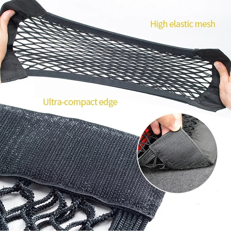 Car Back Rear Mesh Trunk Seat Elastic String Net Magic Sticker Universal Storage Bag Pocket Cage Auto Organizer Seat Back Bag - VibraStore