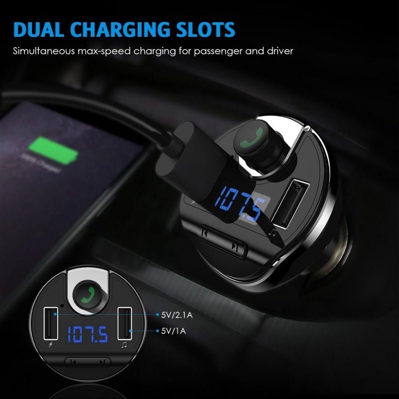 Car Bluetooth T20 Hands - free FM Transmitter MP3 Player Phone Charger - VibraStore