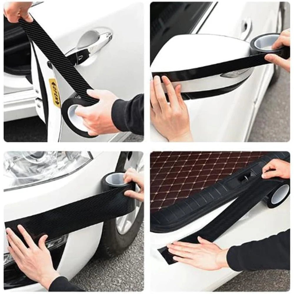 Car Door Edge Guards Door Sill Protector Black Waterproof 3D Carbon Fiber Anti Collision Film Scratch Cover Strip Stickers Tape - VibraStore