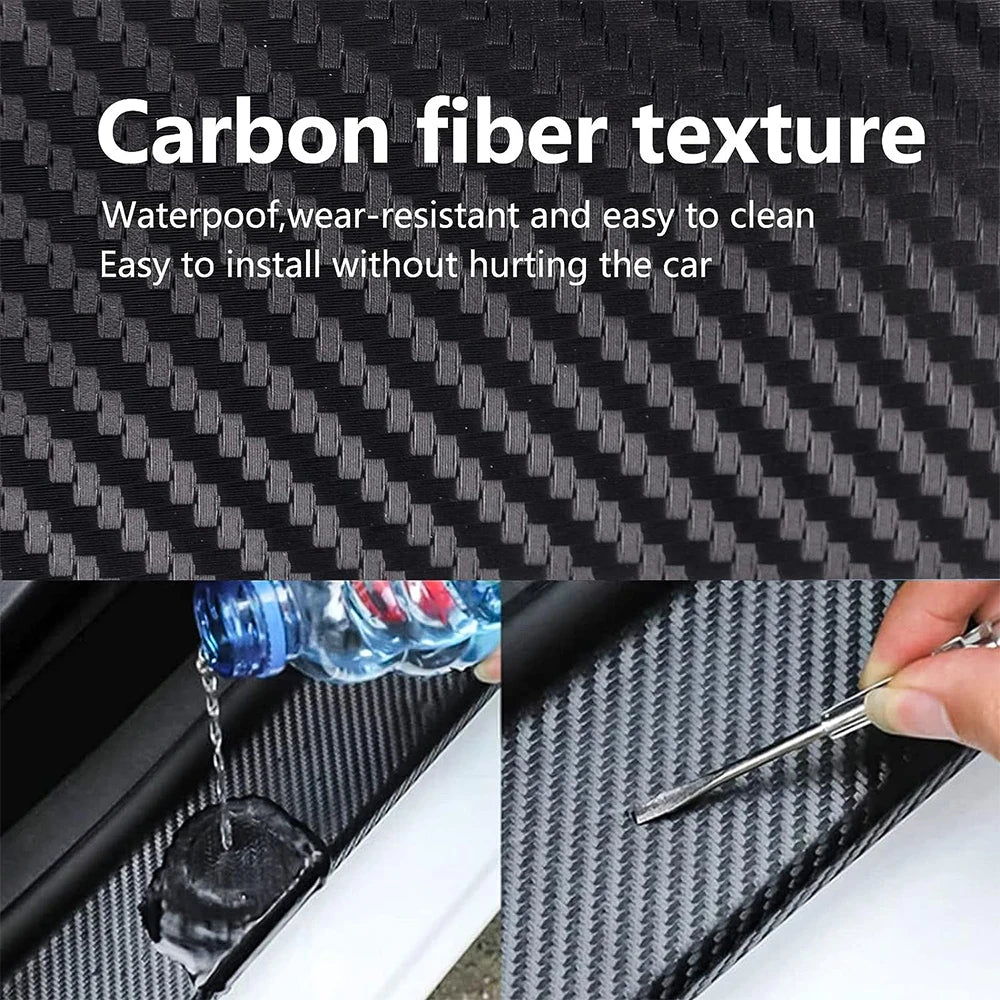 Car Door Edge Guards Door Sill Protector Black Waterproof 3D Carbon Fiber Anti Collision Film Scratch Cover Strip Stickers Tape - VibraStore
