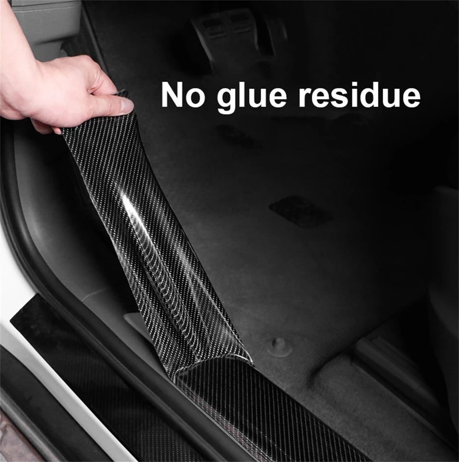 Car Door Edge Guards Door Sill Protector Black Waterproof 3D Carbon Fiber Anti Collision Film Scratch Cover Strip Stickers Tape - VibraStore