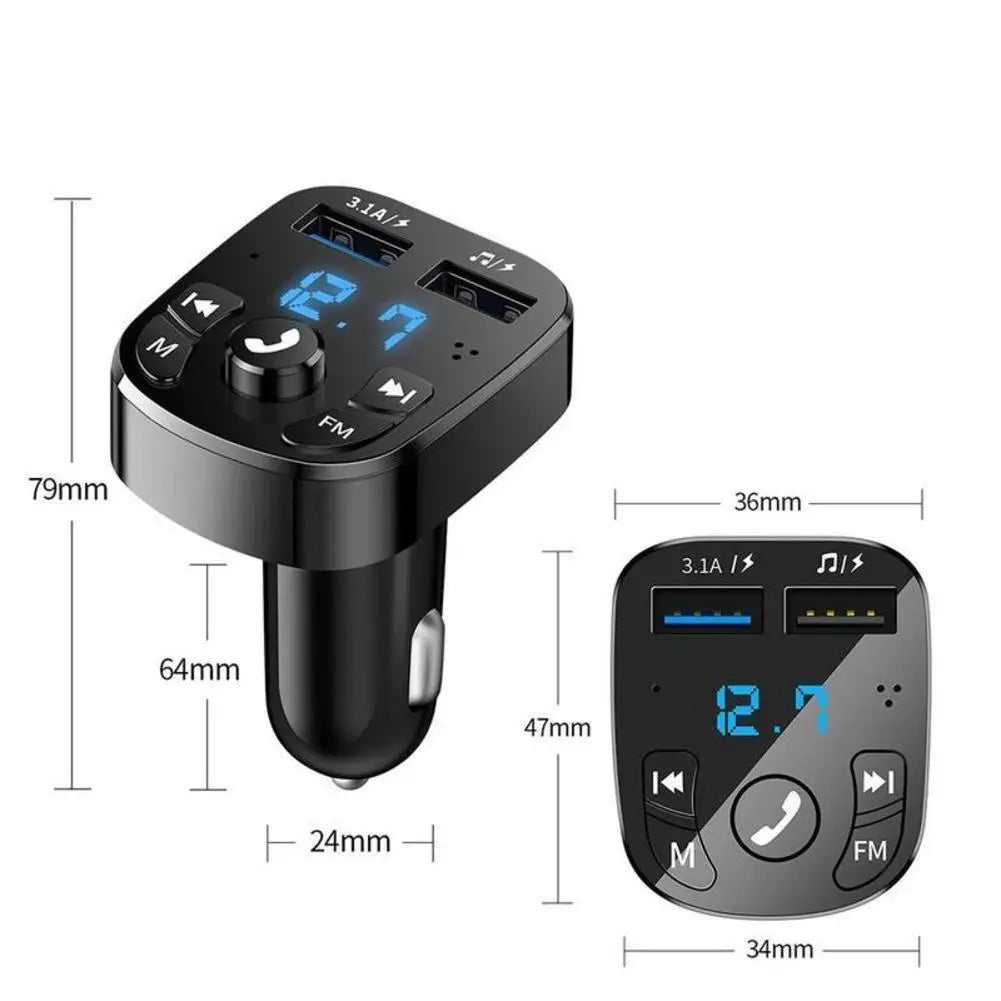 Car Mp3 Player Dual Usb Fast Charger Fm Bluetooth Receiver Bluetooth Compatible 5.0 Fm Transmitter Usb Flash Drive Plug Car Kit - VibraStore