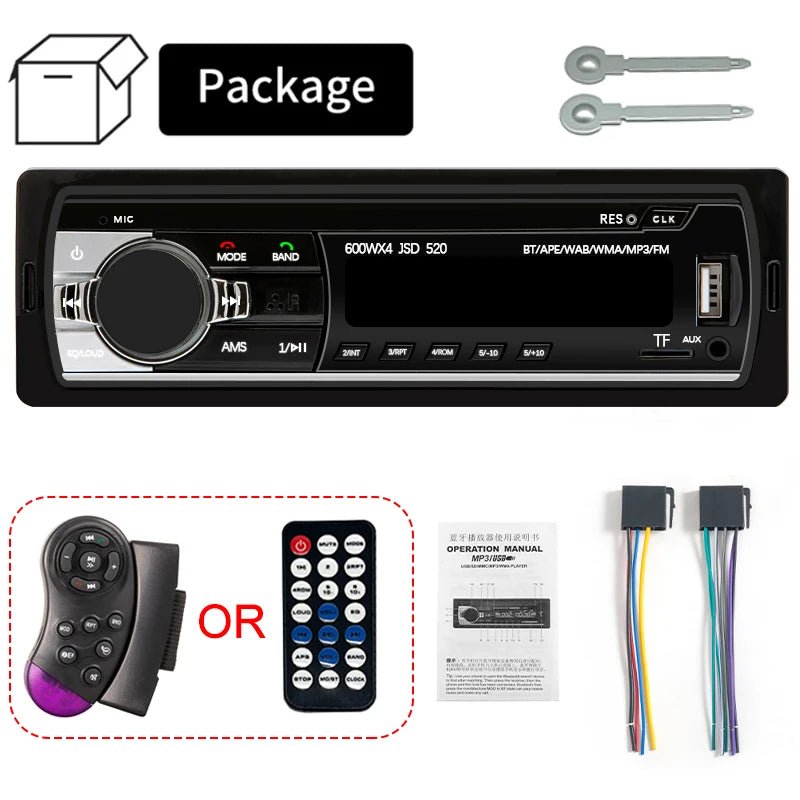 Car Radio 1 din Stereo Player Digital Bluetooth Car MP3 Player 60Wx4 FM Radio Stereo Audio Music USB/SD with In Dash AUX Input - VibraStore