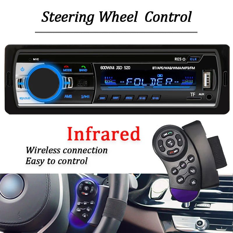 Car Radio 1 din Stereo Player Digital Bluetooth Car MP3 Player 60Wx4 FM Radio Stereo Audio Music USB/SD with In Dash AUX Input - VibraStore