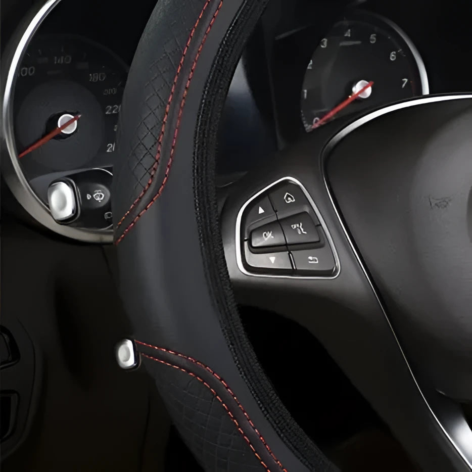 Car steering wheel cover has no inner ring Steering Wheel Cover Anti Slip Breathable Cover Universal Microfiber Leather - VibraStore