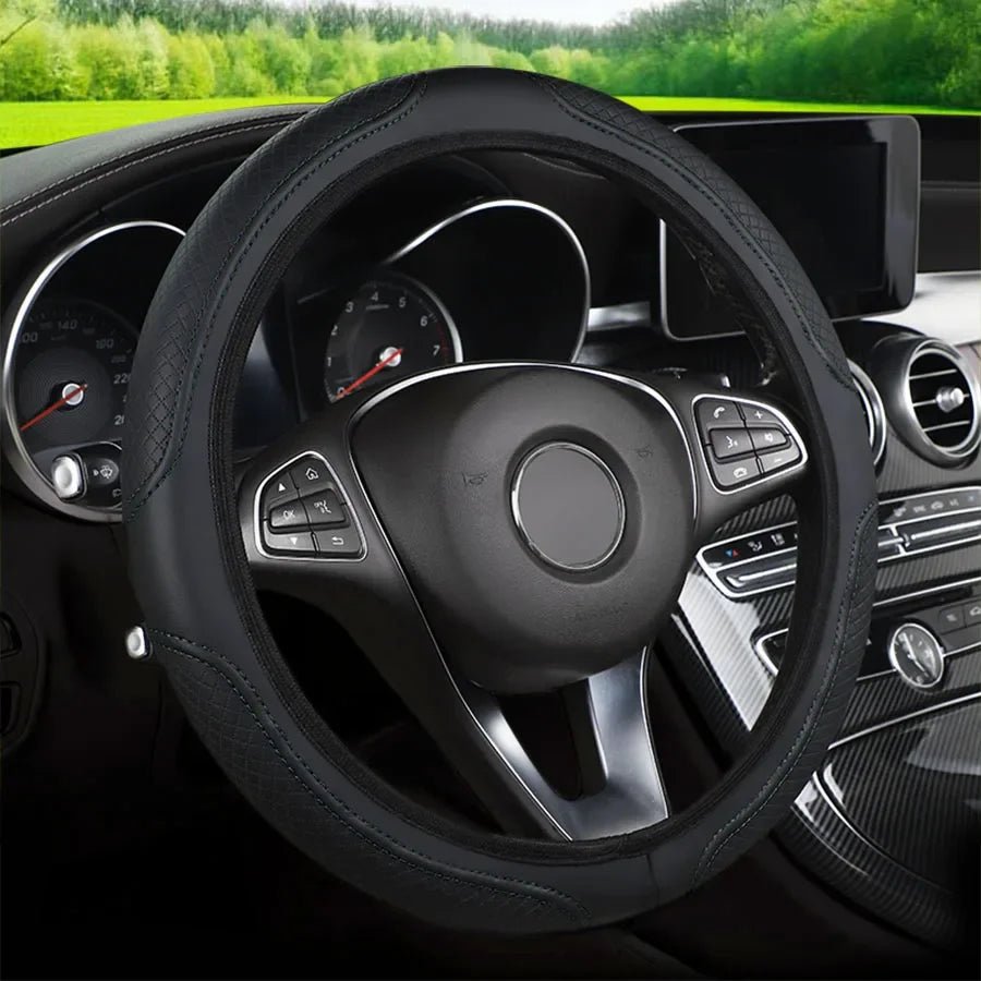 Car steering wheel cover has no inner ring Steering Wheel Cover Anti Slip Breathable Cover Universal Microfiber Leather - VibraStore