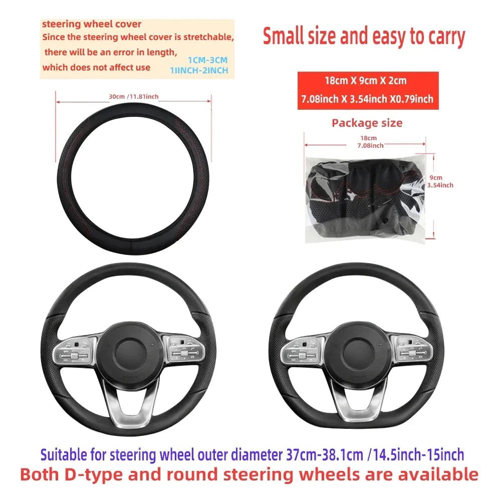 Car steering wheel cover has no inner ring Steering Wheel Cover Anti Slip Breathable Cover Universal Microfiber Leather - VibraStore