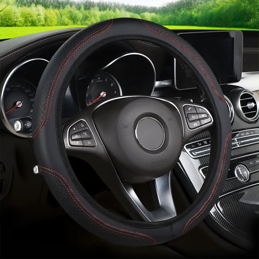 Car steering wheel cover has no inner ring Steering Wheel Cover Anti Slip Breathable Cover Universal Microfiber Leather - VibraStore