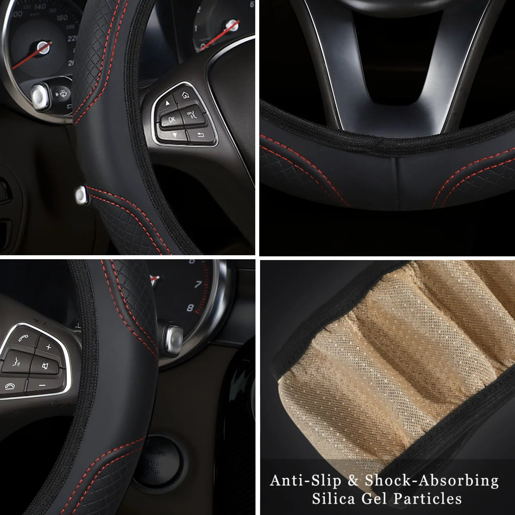 Car steering wheel cover has no inner ring Steering Wheel Cover Anti Slip Breathable Cover Universal Microfiber Leather - VibraStore