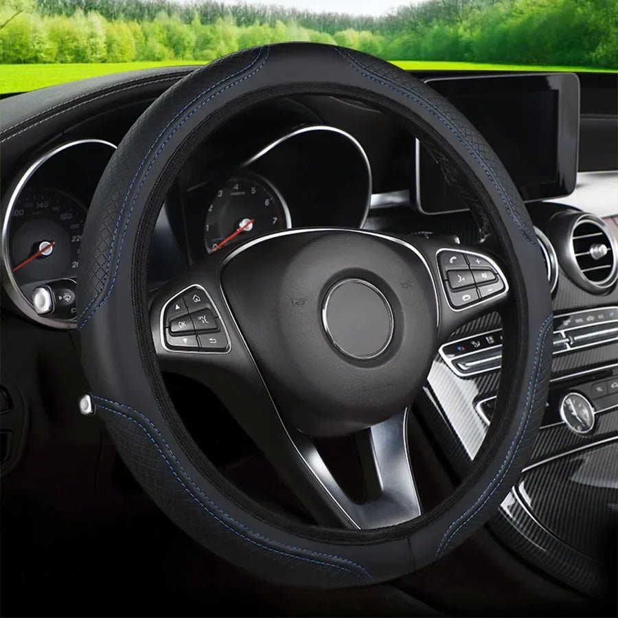 Car steering wheel cover has no inner ring Steering Wheel Cover Anti Slip Breathable Cover Universal Microfiber Leather - VibraStore