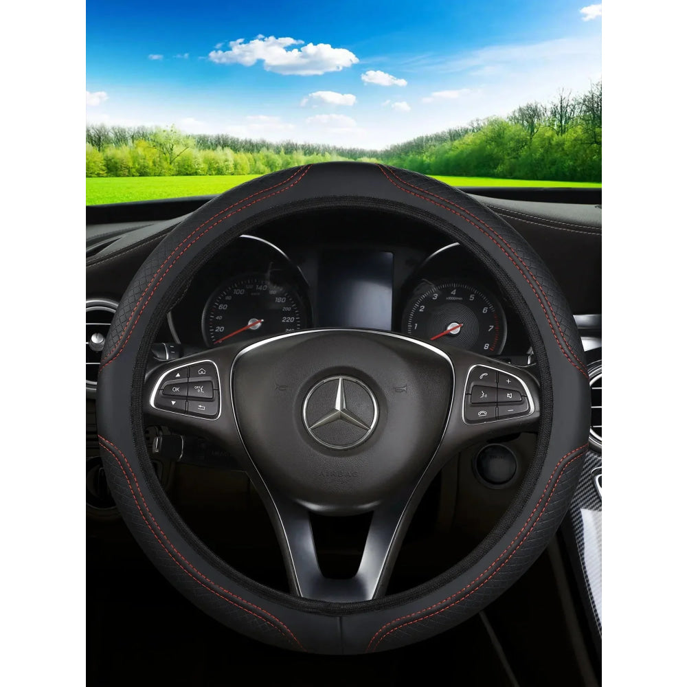 Car steering wheel cover has no inner ring Steering Wheel Cover Anti Slip Breathable Cover Universal Microfiber Leather - VibraStore