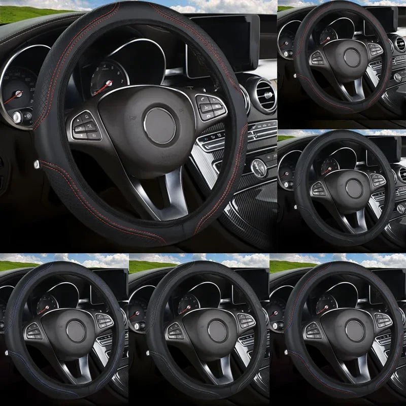 Car steering wheel cover has no inner ring Steering Wheel Cover Anti Slip Breathable Cover Universal Microfiber Leather - VibraStore