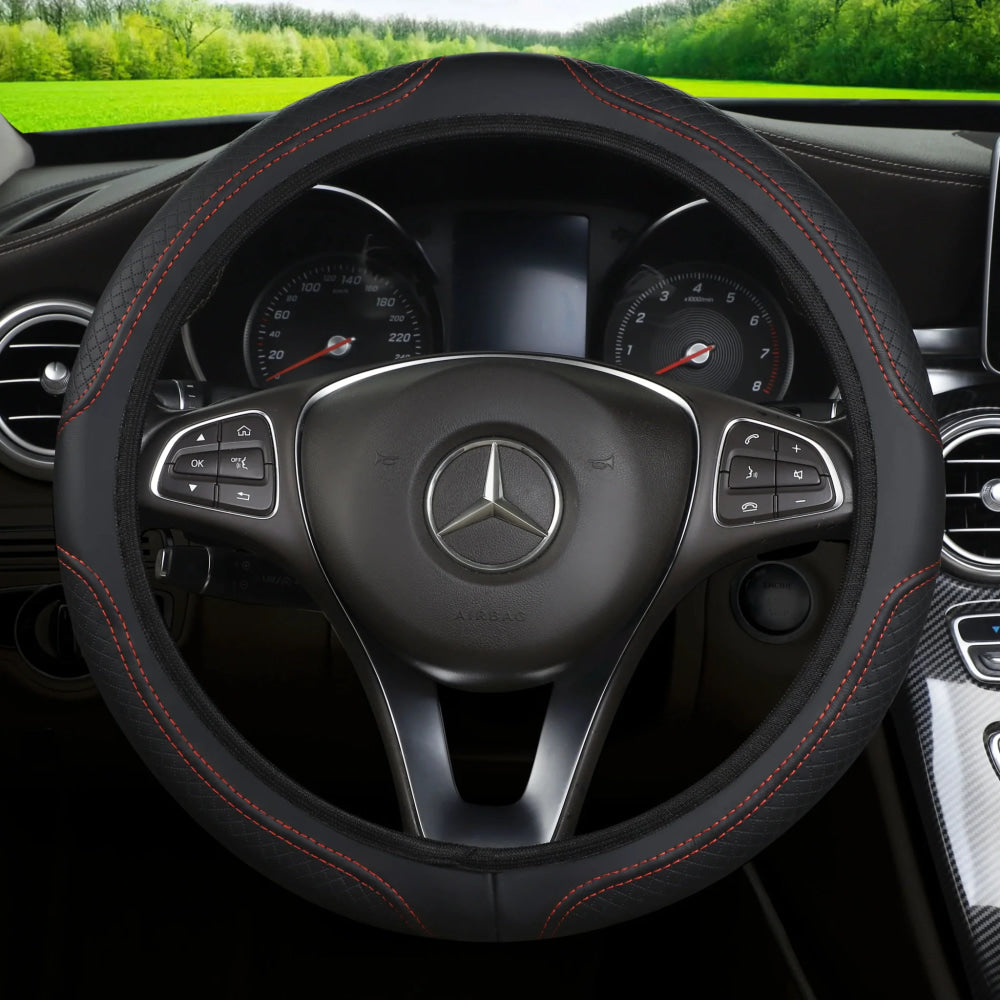 Car steering wheel cover has no inner ring Steering Wheel Cover Anti Slip Breathable Cover Universal Microfiber Leather - VibraStore
