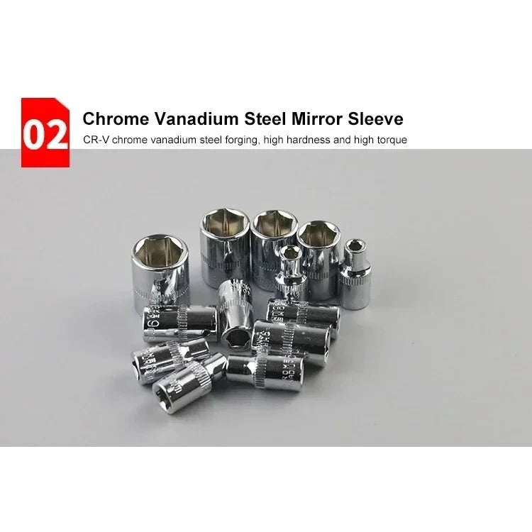 Car Toolbox Set Fast Ratchet Wrench 53/46pcs Socket Group Bit Industrial - grade Toolbox Auto Repair Tools Set Maintenance Amagi - VibraStore