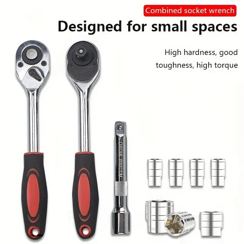 Car Toolbox Set Fast Ratchet Wrench 53/46pcs Socket Group Bit Industrial - grade Toolbox Auto Repair Tools Set Maintenance Amagi - VibraStore