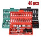 Car Toolbox Set Fast Ratchet Wrench 53/46pcs Socket Group Bit Industrial - grade Toolbox Auto Repair Tools Set Maintenance Amagi - VibraStore