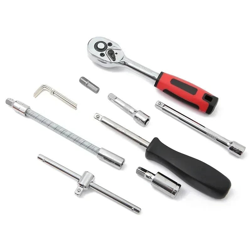 Car Toolbox Set Fast Ratchet Wrench 53/46pcs Socket Group Bit Industrial - grade Toolbox Auto Repair Tools Set Maintenance Amagi - VibraStore