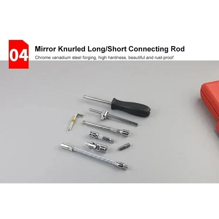 Car Toolbox Set Fast Ratchet Wrench 53/46pcs Socket Group Bit Industrial - grade Toolbox Auto Repair Tools Set Maintenance Amagi - VibraStore