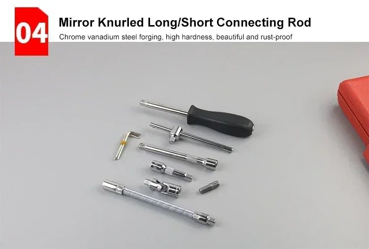 Car Toolbox Set Fast Ratchet Wrench 53/46pcs Socket Group Bit Industrial - grade Toolbox Auto Repair Tools Set Maintenance Amagi - VibraStore