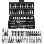 Car Toolbox Set Fast Ratchet Wrench 53/46pcs Socket Group Bit Industrial - grade Toolbox Auto Repair Tools Set Maintenance Amagi - VibraStore
