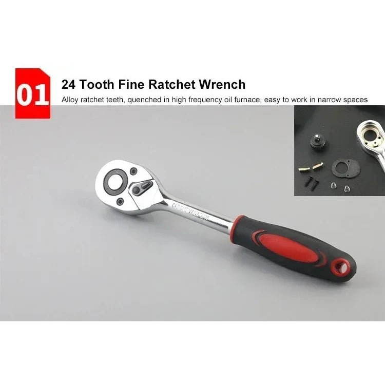 Car Toolbox Set Fast Ratchet Wrench 53/46pcs Socket Group Bit Industrial - grade Toolbox Auto Repair Tools Set Maintenance Amagi - VibraStore