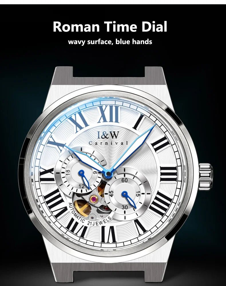 Carnival Brand IW High - end Series Luxury Skeleton Mechanical Watch for Men 50M Waterproof MIYOTA Movement Automatic Watches Mens - VibraStore