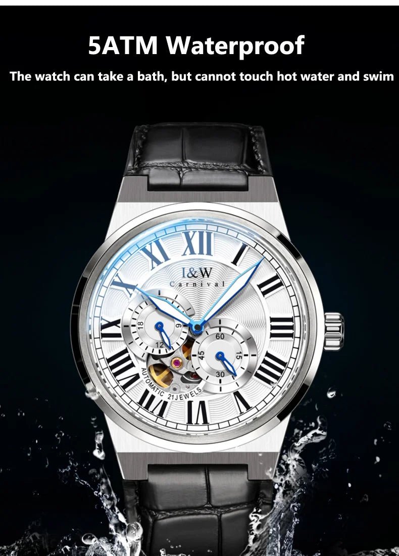 Carnival Brand IW High - end Series Luxury Skeleton Mechanical Watch for Men 50M Waterproof MIYOTA Movement Automatic Watches Mens - VibraStore