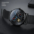 CARNIVAL Top Brand Men Fashion Mechanical Watch Waterproof Stainless Steel Black Mesh Hollow Automatic Watch Relogio Masculino - VibraStore