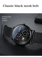 CARNIVAL Top Brand Men Fashion Mechanical Watch Waterproof Stainless Steel Black Mesh Hollow Automatic Watch Relogio Masculino - VibraStore