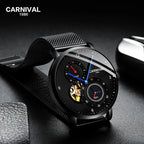 CARNIVAL Top Brand Men Fashion Mechanical Watch Waterproof Stainless Steel Black Mesh Hollow Automatic Watch Relogio Masculino - VibraStore