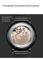 CARNIVAL Top Brand Men Fashion Mechanical Watch Waterproof Stainless Steel Black Mesh Hollow Automatic Watch Relogio Masculino - VibraStore