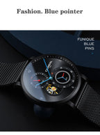 CARNIVAL Top Brand Men Fashion Mechanical Watch Waterproof Stainless Steel Black Mesh Hollow Automatic Watch Relogio Masculino - VibraStore