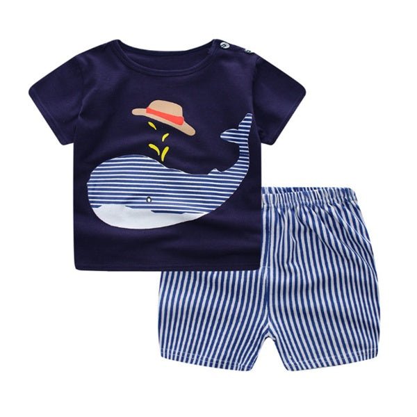 Cartoon Clothing Baby Boy Summer Clothes T-shirt Baby Girl Casual Clothing Sets - VibraStore