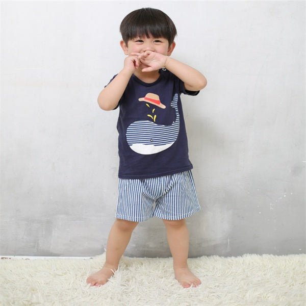 Cartoon Clothing Baby Boy Summer Clothes T-shirt Baby Girl Casual Clothing Sets - VibraStore