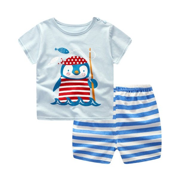 Cartoon Clothing Baby Boy Summer Clothes T-shirt Baby Girl Casual Clothing Sets - VibraStore