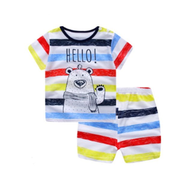 Cartoon Clothing Baby Boy Summer Clothes T-shirt Baby Girl Casual Clothing Sets - VibraStore