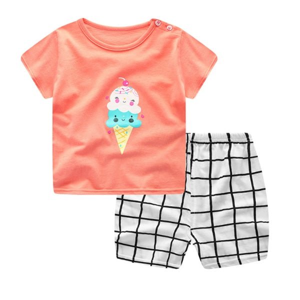 Cartoon Clothing Baby Boy Summer Clothes T-shirt Baby Girl Casual Clothing Sets - VibraStore