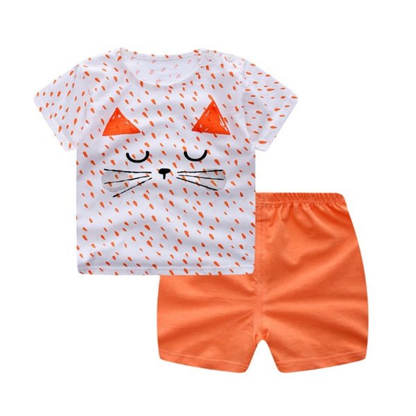 Cartoon Clothing Baby Boy Summer Clothes T-shirt Baby Girl Casual Clothing Sets - VibraStore