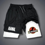 Cartoon Duck Print Men's Shorts Summer Double Layer Letter Print Shorts Quick Drying Pants Fitness Tracksuit Beach Short Pants - VibraStore